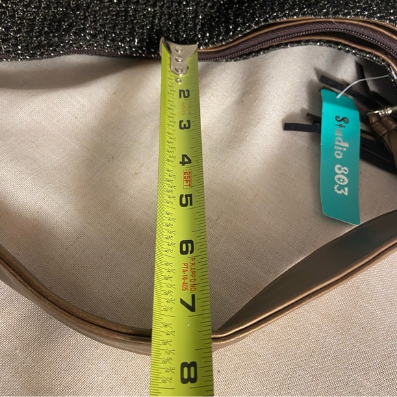 Studio 803 Black handbag crochet knit
metallic thread accent women’s purse Bag - Picture 8 of 14